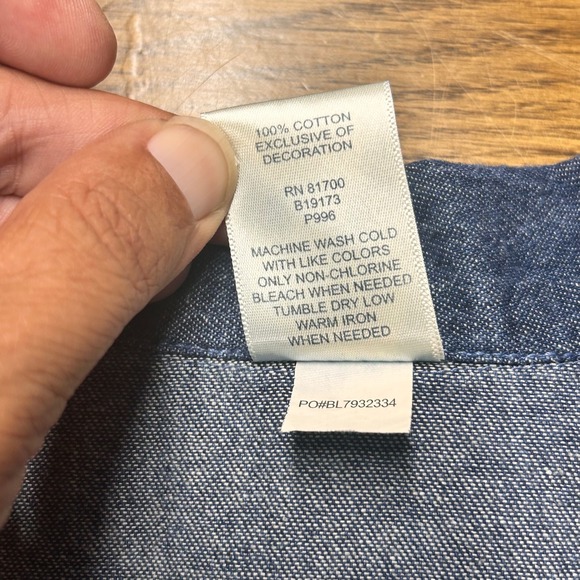 Blair Denim‎ Jean Jacket XL Embroidered Floral Pockets Zip Up Blue - Picture 8 of 12